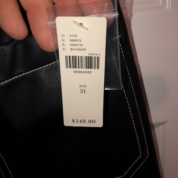 Anthropologie The Colette Faux-Leather Top-Stitch Crop Wide-Leg Pants Maeve 31 - Picture 5 of 6